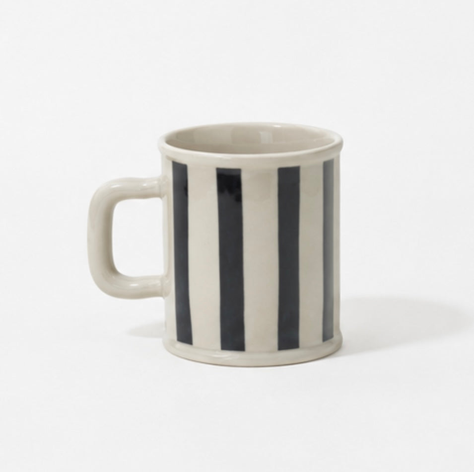 Hand Painted Striped Ceramic Mug